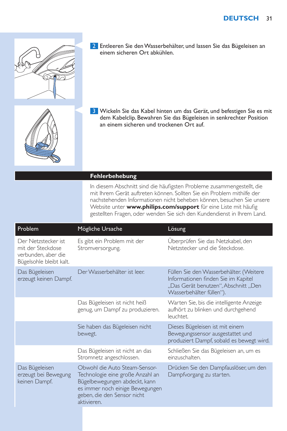 Philips PerfectCare Xpress Fer vapeur haute pression User Manual | Page 31 / 78