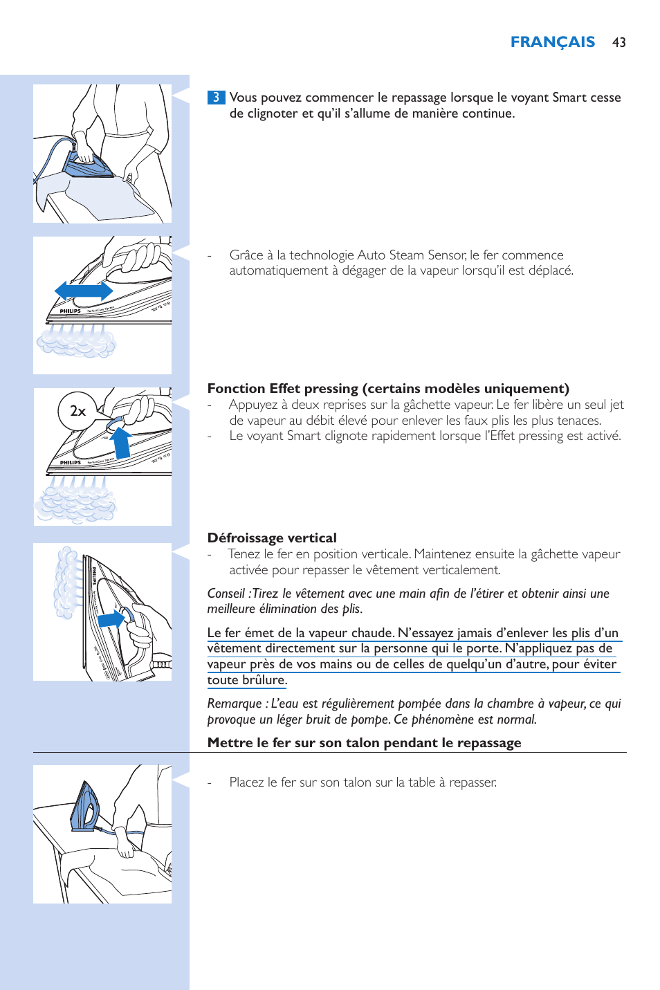 Philips PerfectCare Xpress Fer vapeur haute pression User Manual | Page 43 / 78