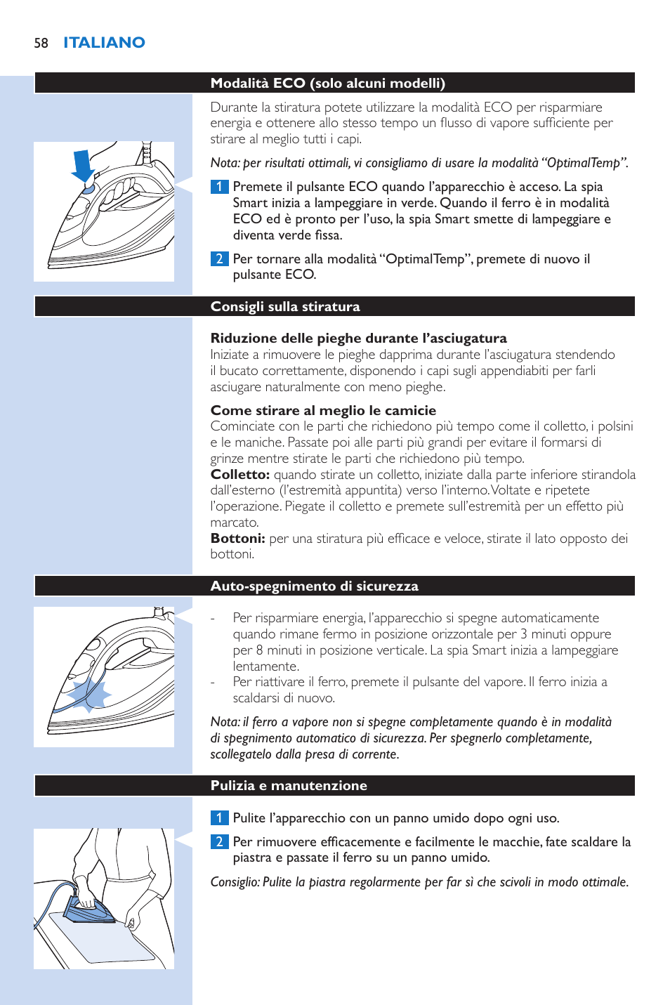 Philips PerfectCare Xpress Fer vapeur haute pression User Manual | Page 58 / 78