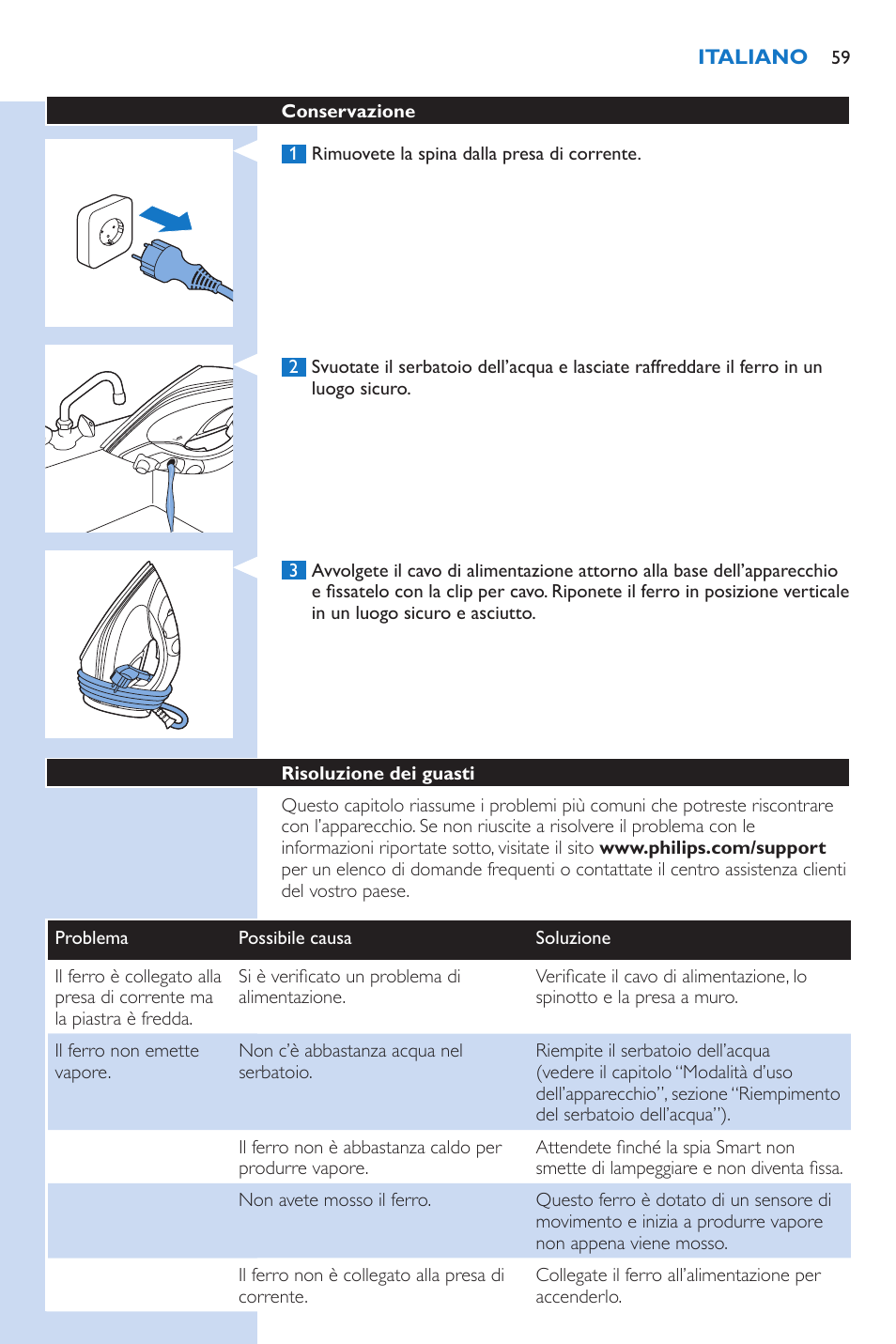 Philips PerfectCare Xpress Fer vapeur haute pression User Manual | Page 59 / 78