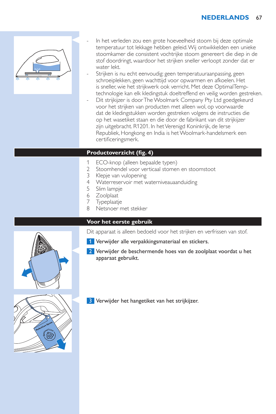 Philips PerfectCare Xpress Fer vapeur haute pression User Manual | Page 67 / 78