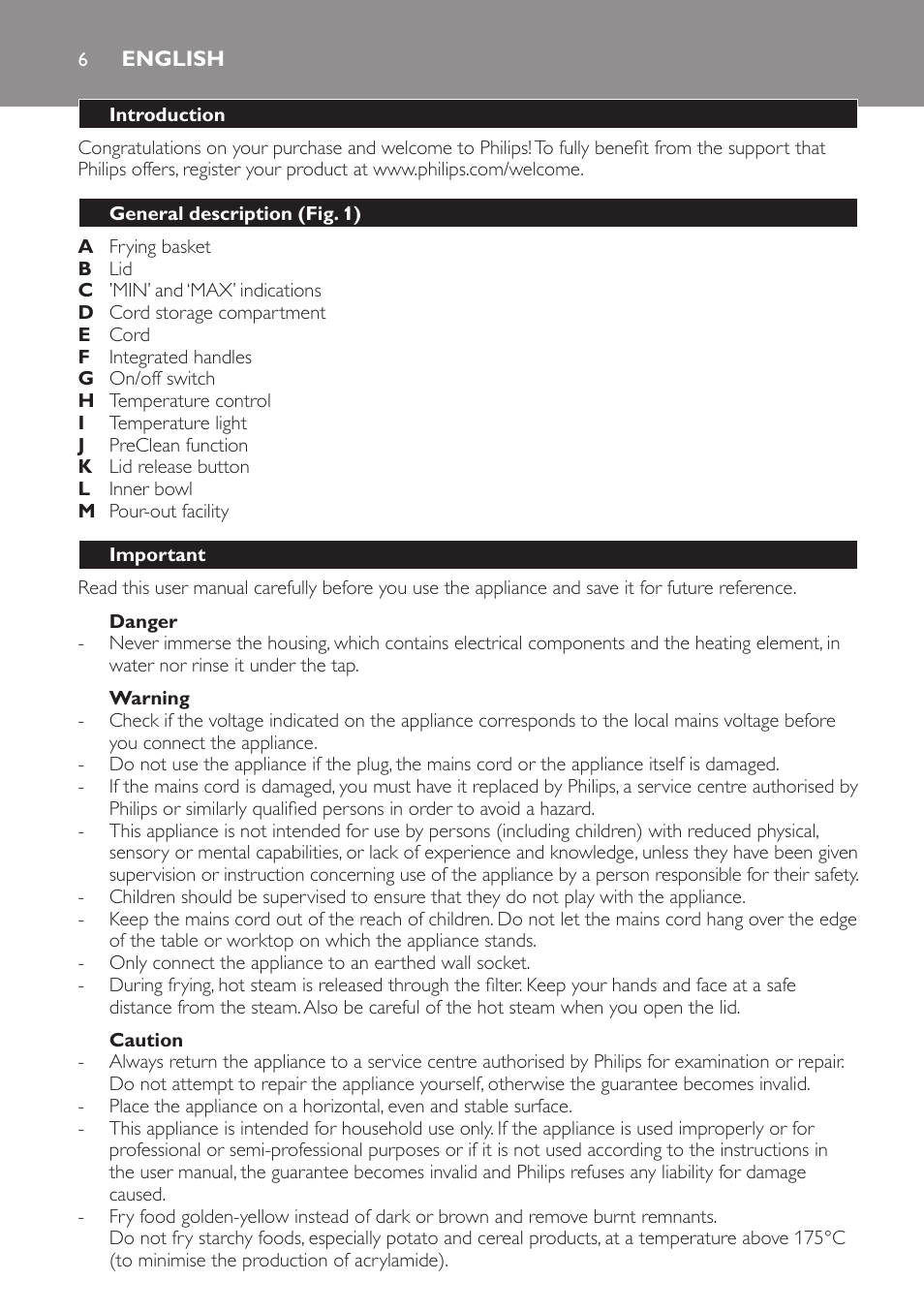 English, English 6 | Philips Daily Collection Friteuse User Manual | Page 6 / 124