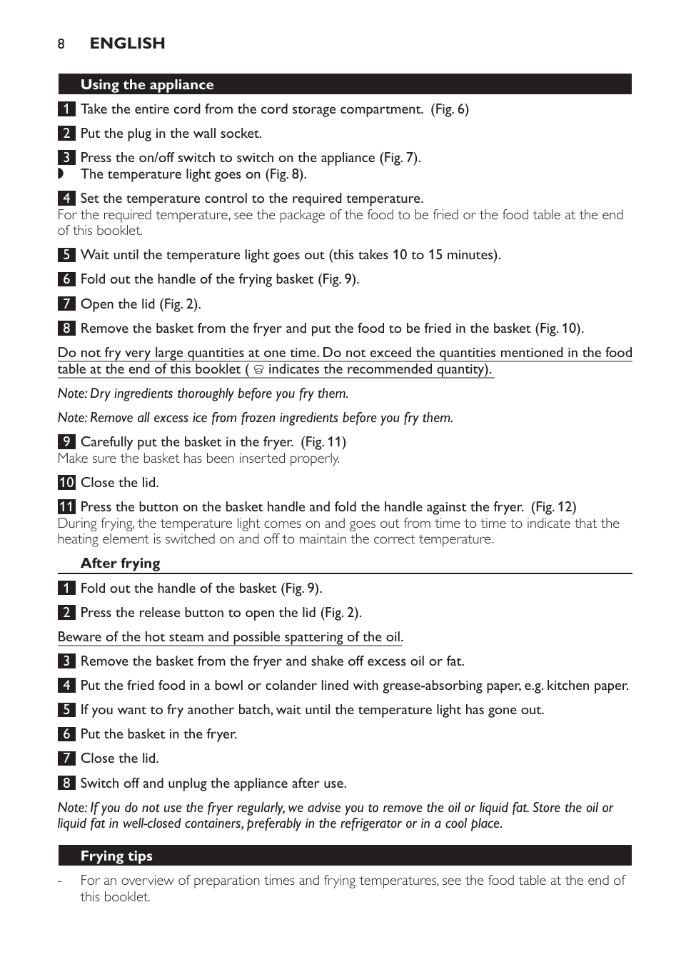 Philips Daily Collection Friteuse User Manual | Page 8 / 124