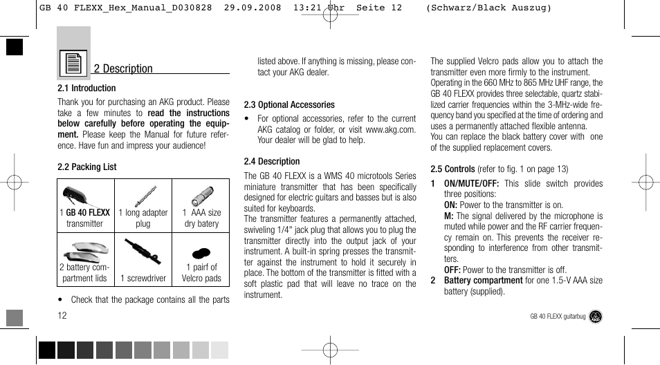2 description | AKG Acoustics FLEXX GUITARBUG GB 40 User Manual | Page 12 / 52