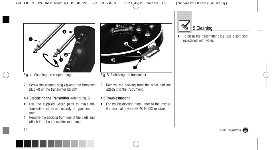 5 cleaning | AKG Acoustics FLEXX GUITARBUG GB 40 User Manual | Page 16 / 52