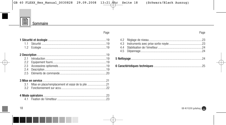 Sommaire | AKG Acoustics FLEXX GUITARBUG GB 40 User Manual | Page 18 / 52