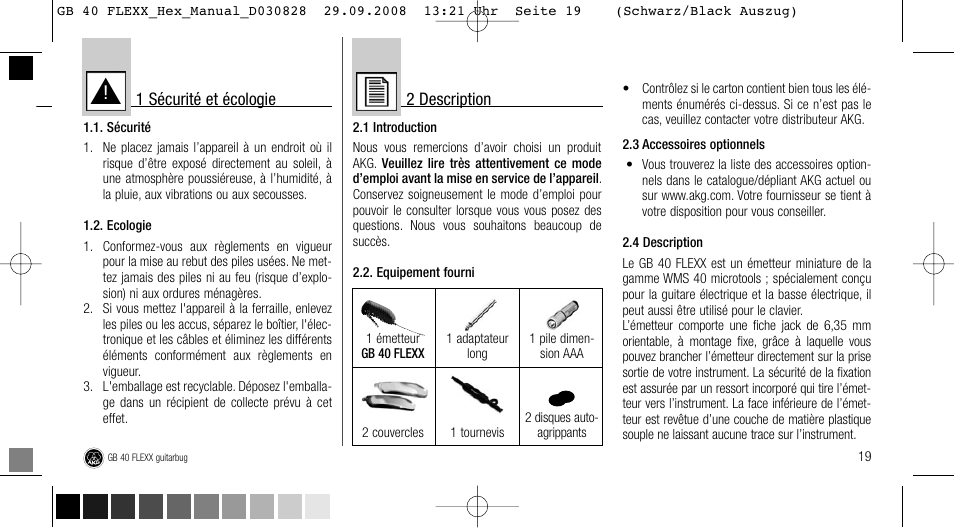 AKG Acoustics FLEXX GUITARBUG GB 40 User Manual | Page 19 / 52