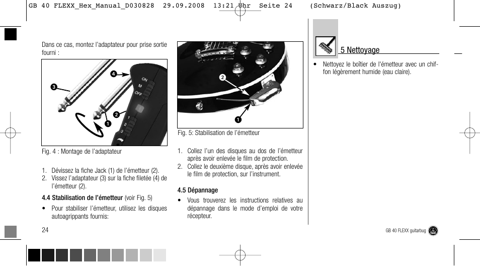 5 nettoyage | AKG Acoustics FLEXX GUITARBUG GB 40 User Manual | Page 24 / 52