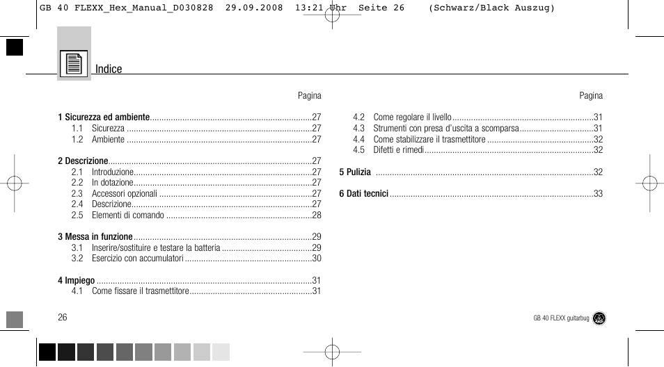 Indice | AKG Acoustics FLEXX GUITARBUG GB 40 User Manual | Page 26 / 52