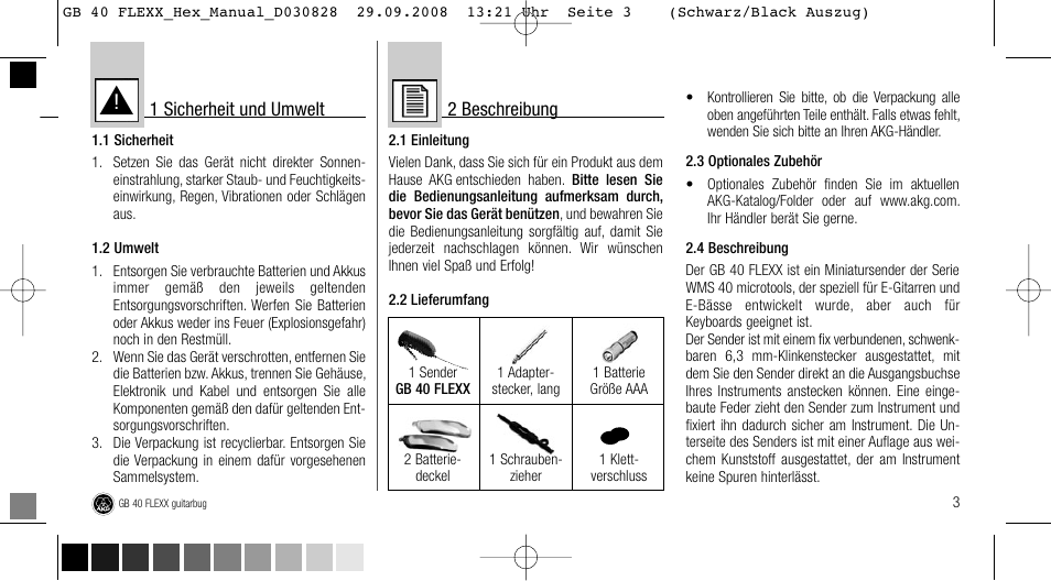 AKG Acoustics FLEXX GUITARBUG GB 40 User Manual | Page 3 / 52