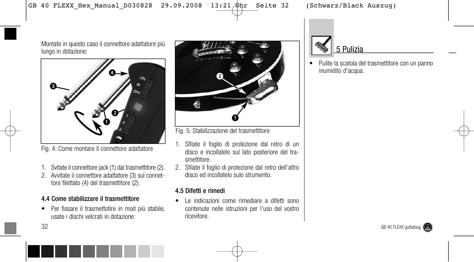 5 pulizia | AKG Acoustics FLEXX GUITARBUG GB 40 User Manual | Page 32 / 52