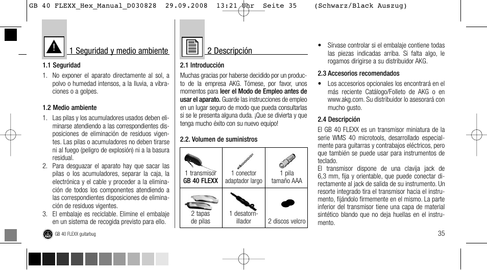 AKG Acoustics FLEXX GUITARBUG GB 40 User Manual | Page 35 / 52