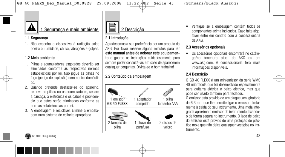 AKG Acoustics FLEXX GUITARBUG GB 40 User Manual | Page 43 / 52