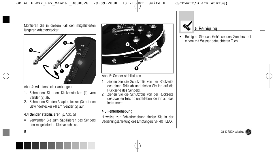 5 reinigung | AKG Acoustics FLEXX GUITARBUG GB 40 User Manual | Page 8 / 52