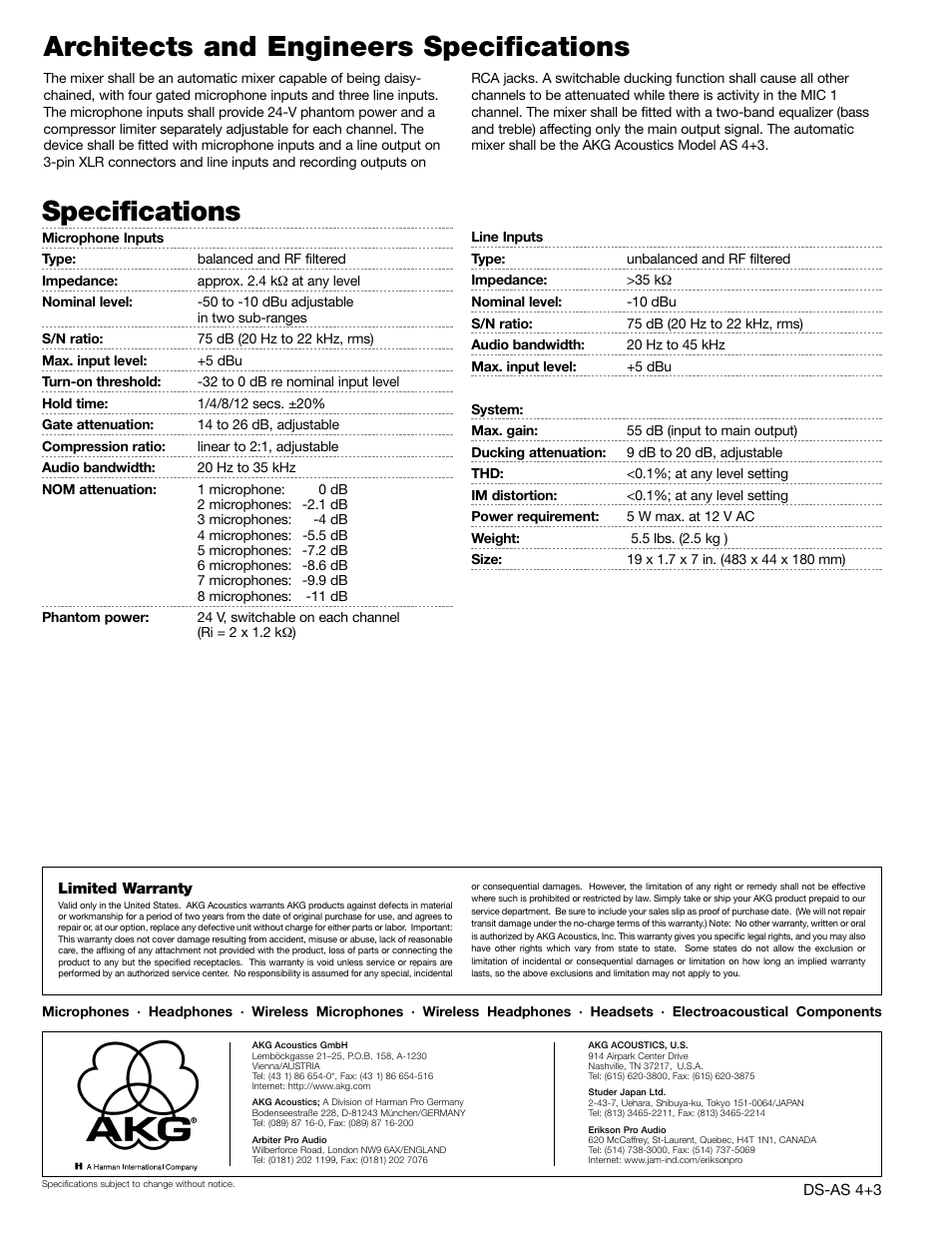 AKG Acoustics AS 4+3 User Manual | Page 2 / 2