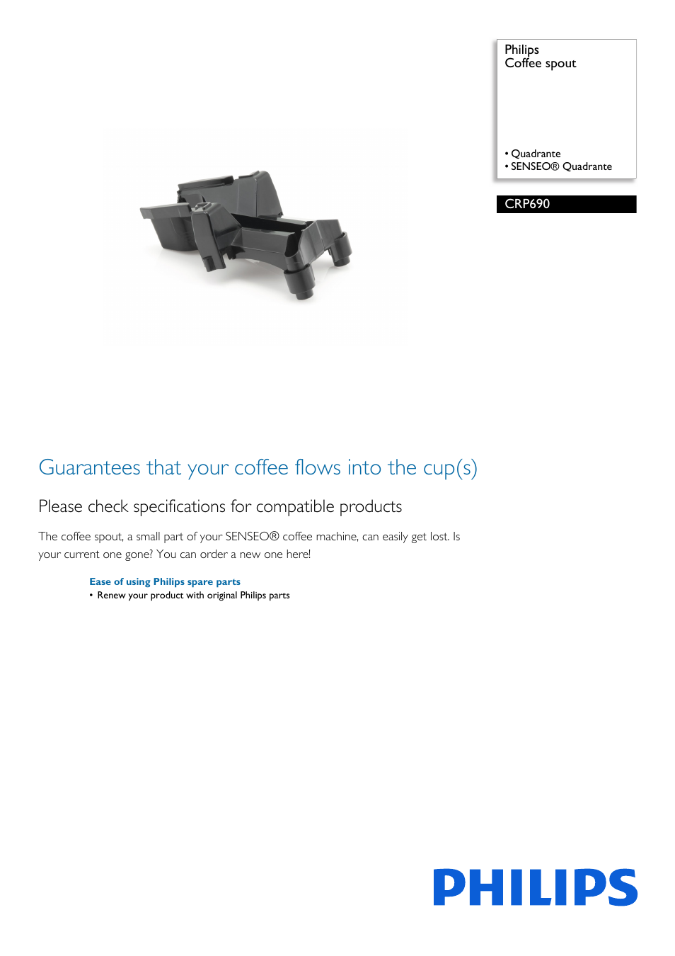 Philips Unité d'écoulement du café User Manual | 2 pages