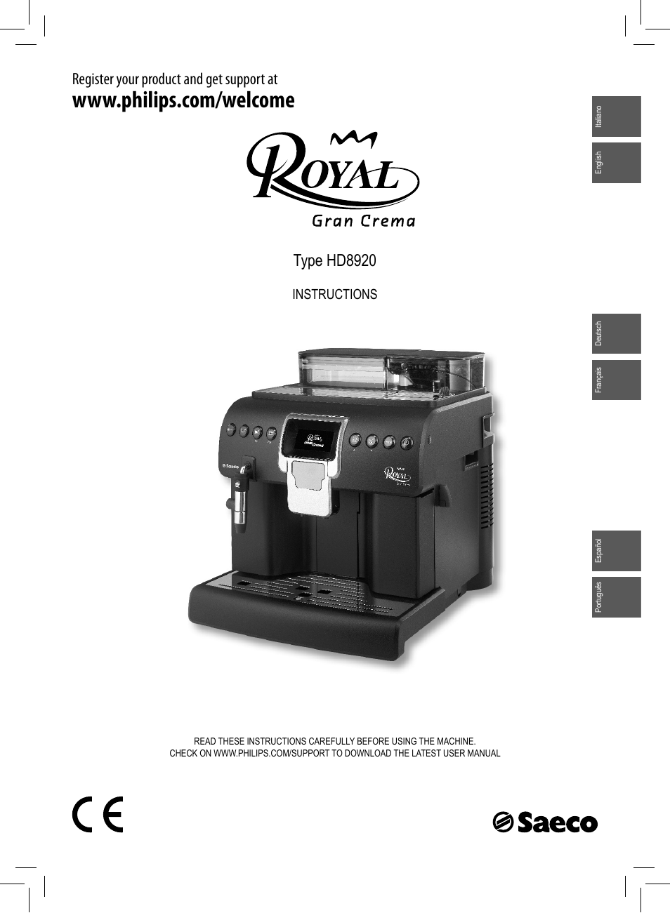 Philips Saeco Royal Machine espresso automatique User Manual | 56 pages