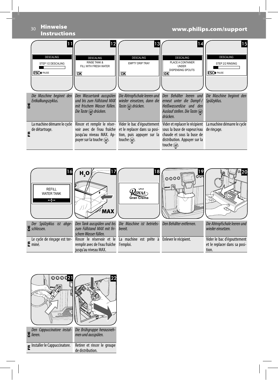 Omax | Philips Saeco Royal Machine espresso automatique User Manual | Page 30 / 56