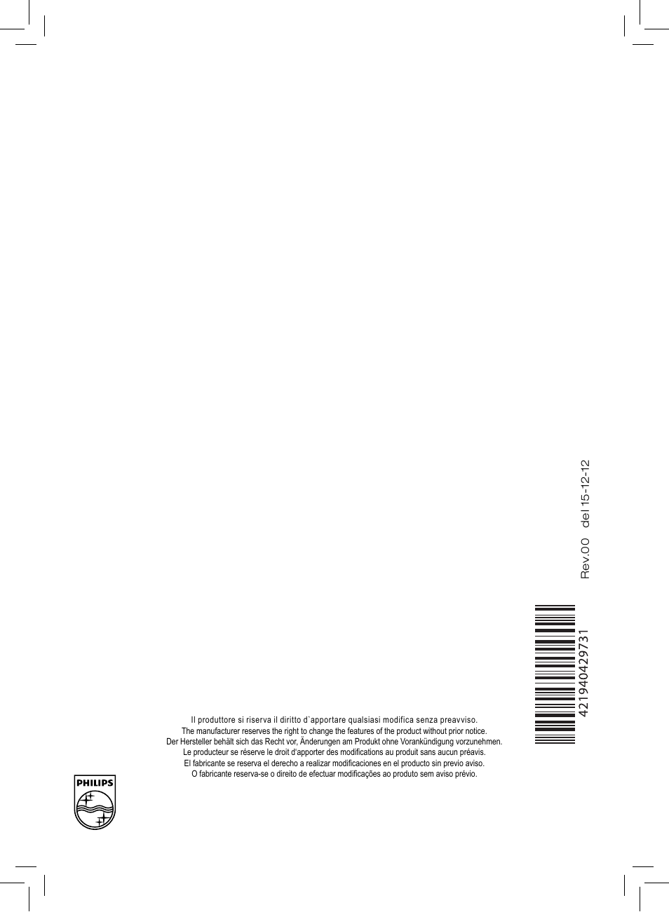 Philips Saeco Royal Machine espresso automatique User Manual | Page 56 / 56