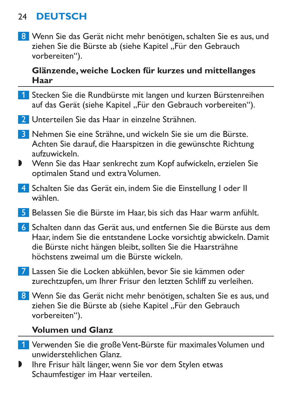 Volumen und glanz | Philips Salon Airstylist Control Brosse coiffante User Manual | Page 24 / 104