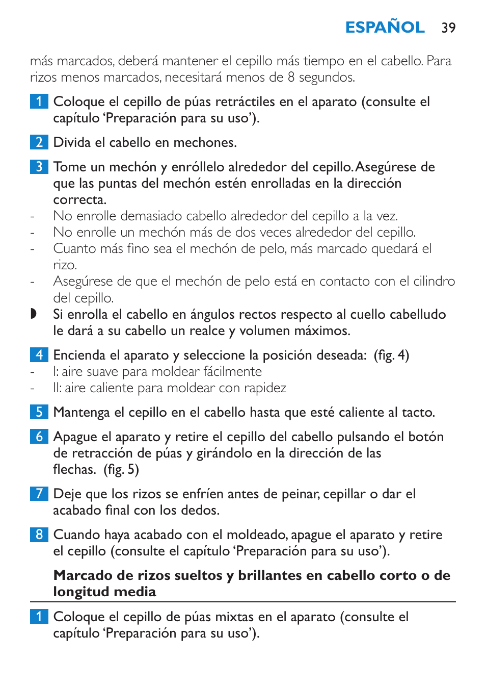 Philips Salon Airstylist Control Brosse coiffante User Manual | Page 39 / 104