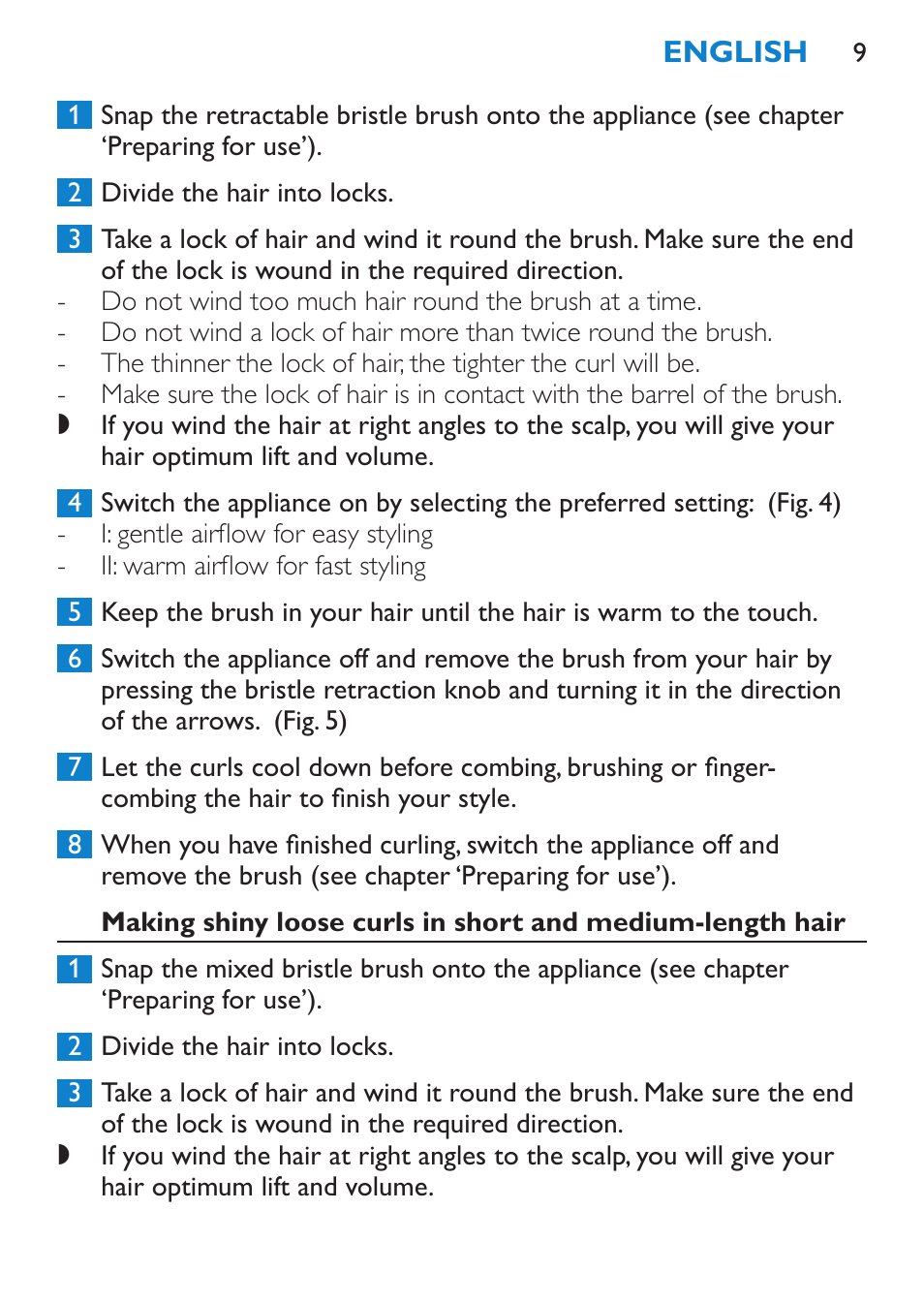 Philips Salon Airstylist Control Brosse coiffante User Manual | Page 9 / 104