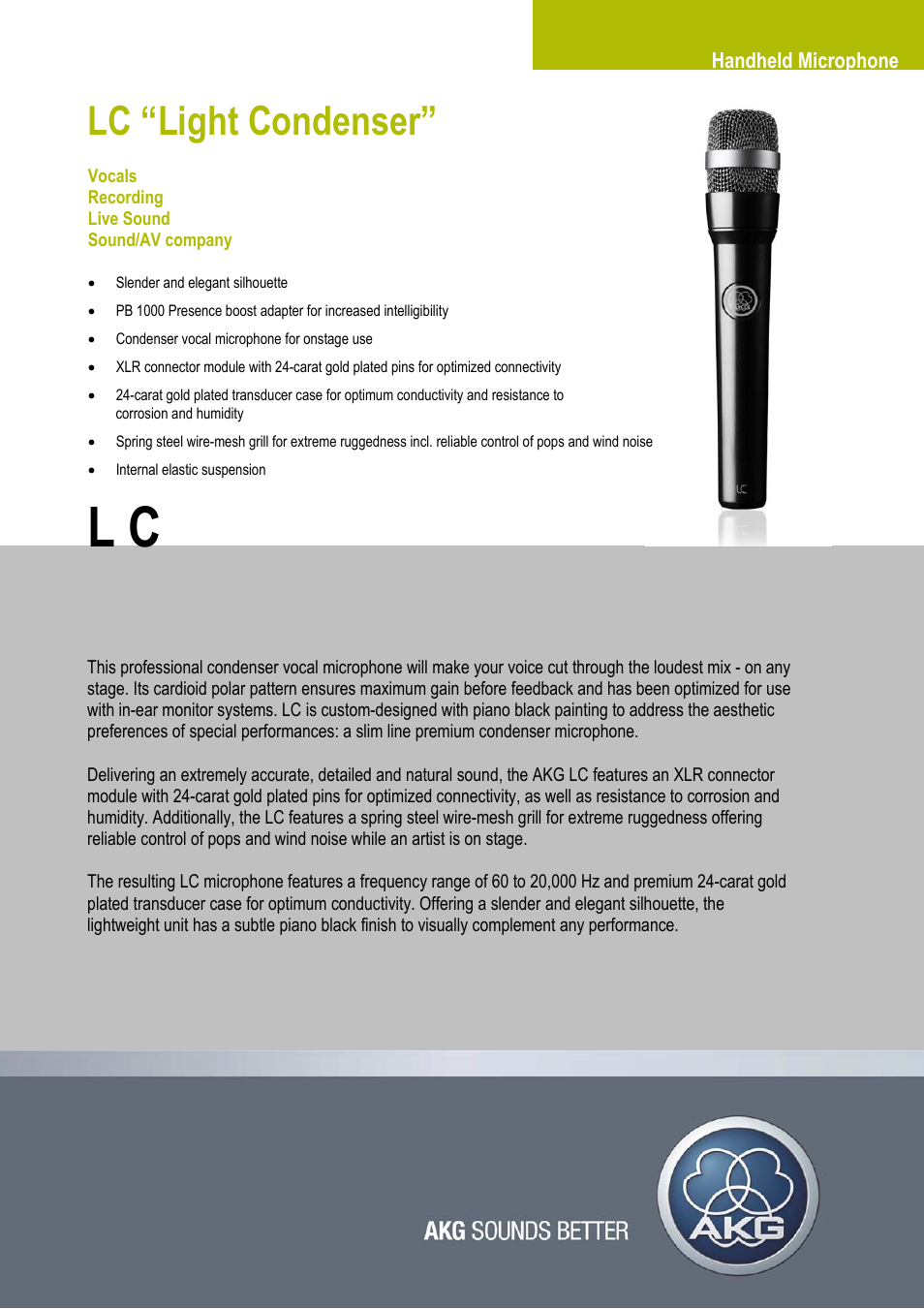 AKG Acoustics LC User Manual | 2 pages