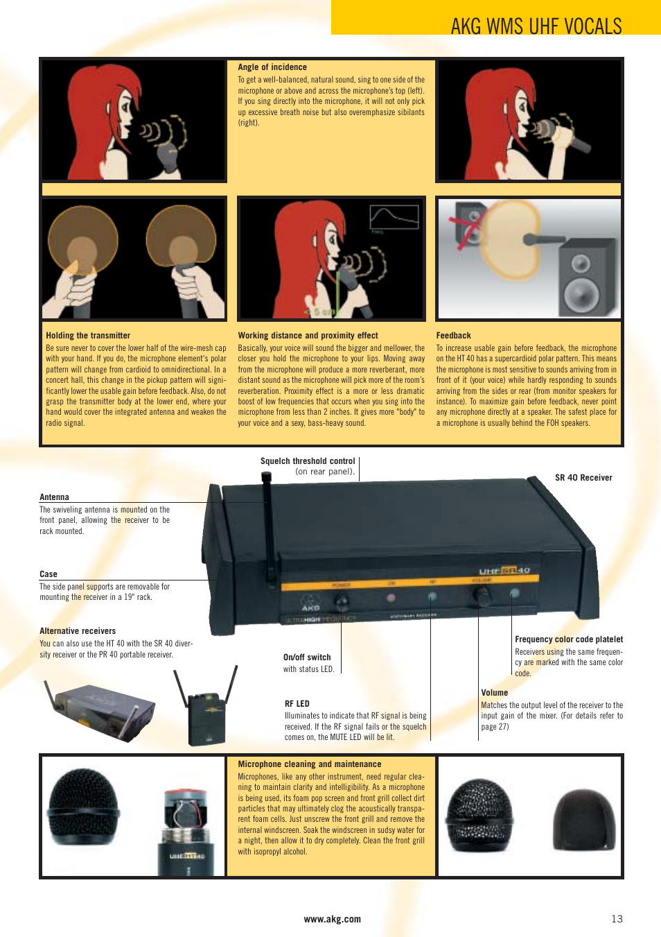 Akg wms uhf vocals | AKG Acoustics WMS 40 User Manual | Page 15 / 100