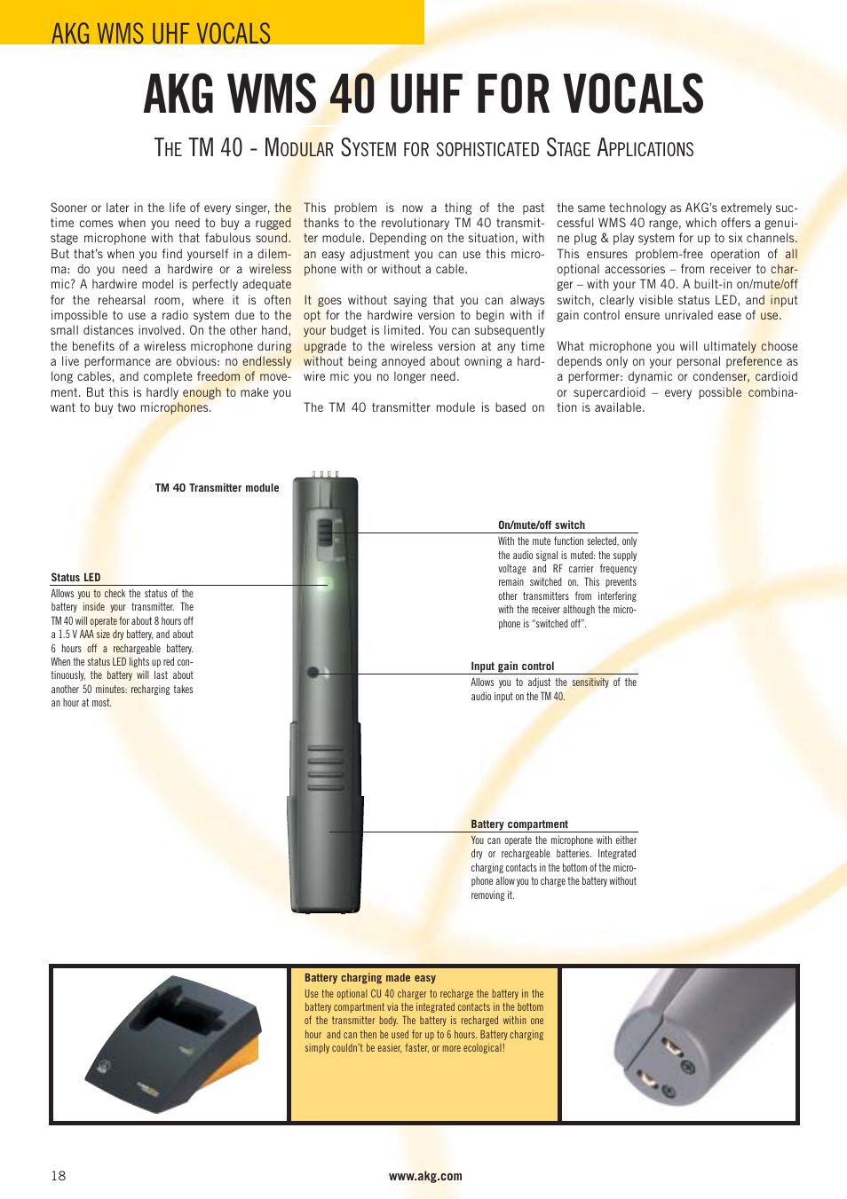 Akg wms 40 uhf for vocals, Akg wms uhf vocals, Tm 40 - m | AKG Acoustics WMS 40 User Manual | Page 20 / 100