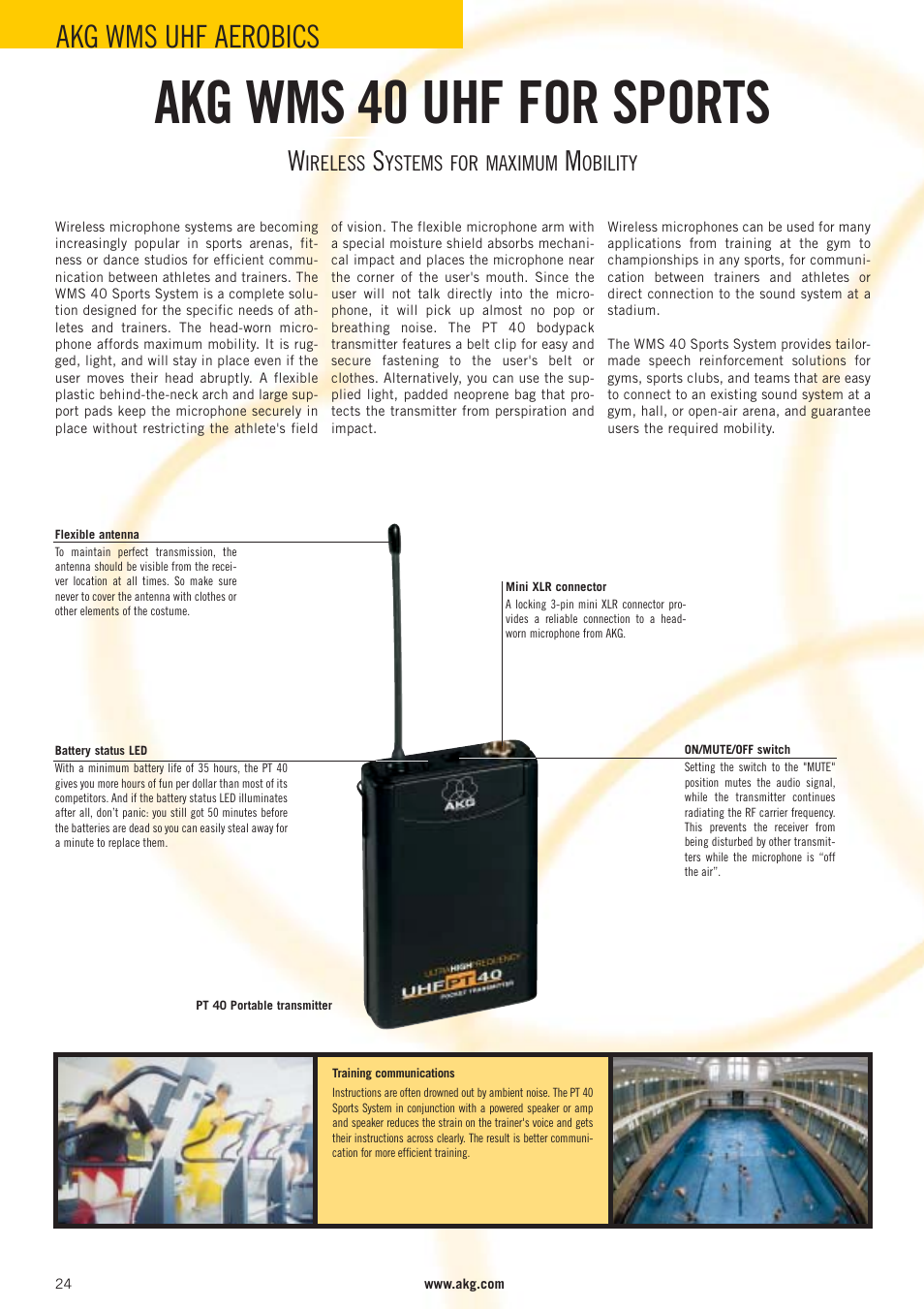 Akg wms 40 uhf for sports, Akg wms uhf aerobics | AKG Acoustics WMS 40 User Manual | Page 26 / 100