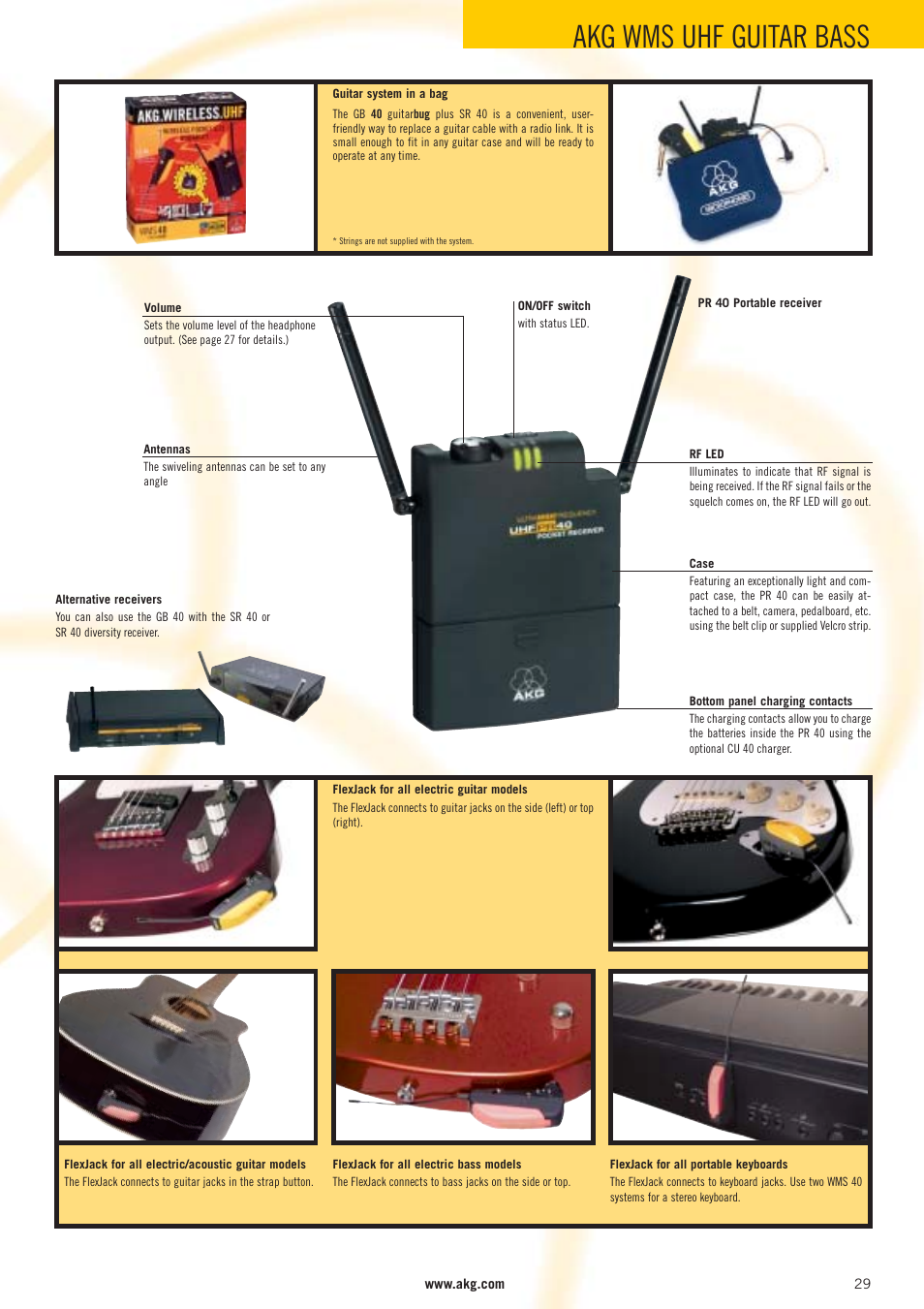 Akg wms uhf guitar bass | AKG Acoustics WMS 40 User Manual | Page 31 / 100