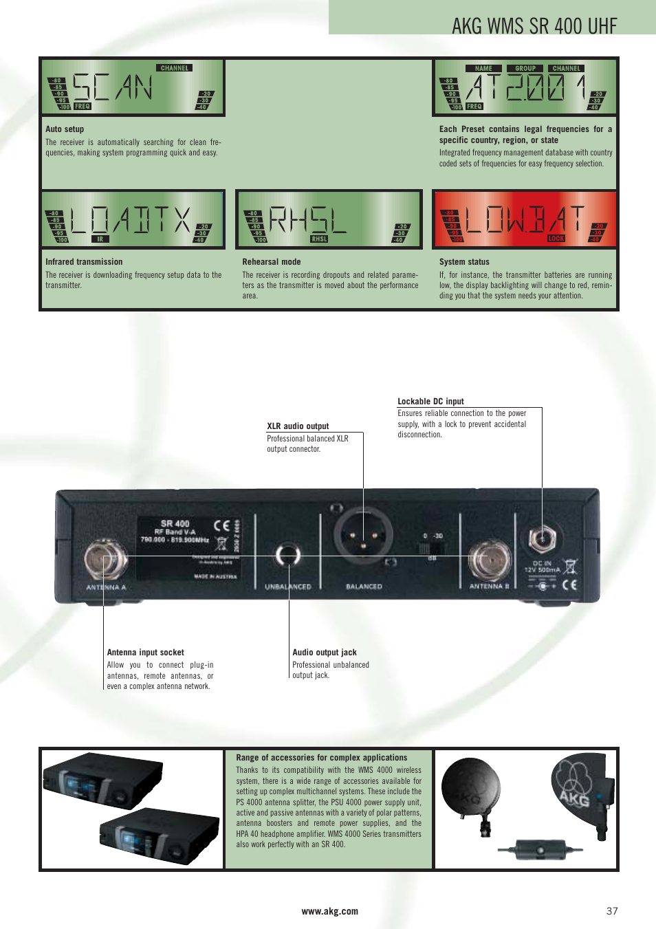 Akg wms sr 400 uhf | AKG Acoustics WMS 40 User Manual | Page 39 / 100