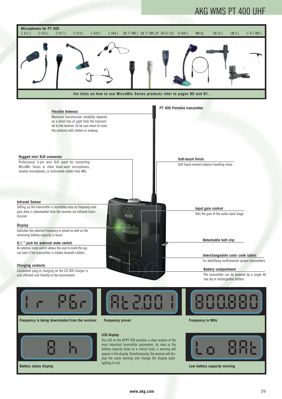 Akg wms pt 400 uhf | AKG Acoustics WMS 40 User Manual | Page 41 / 100