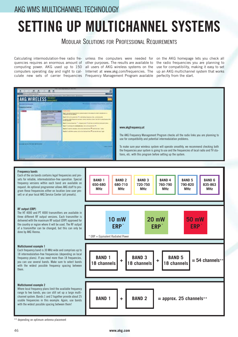 Setting up multichannel systems, Akg wms multichannel technology | AKG Acoustics WMS 40 User Manual | Page 48 / 100