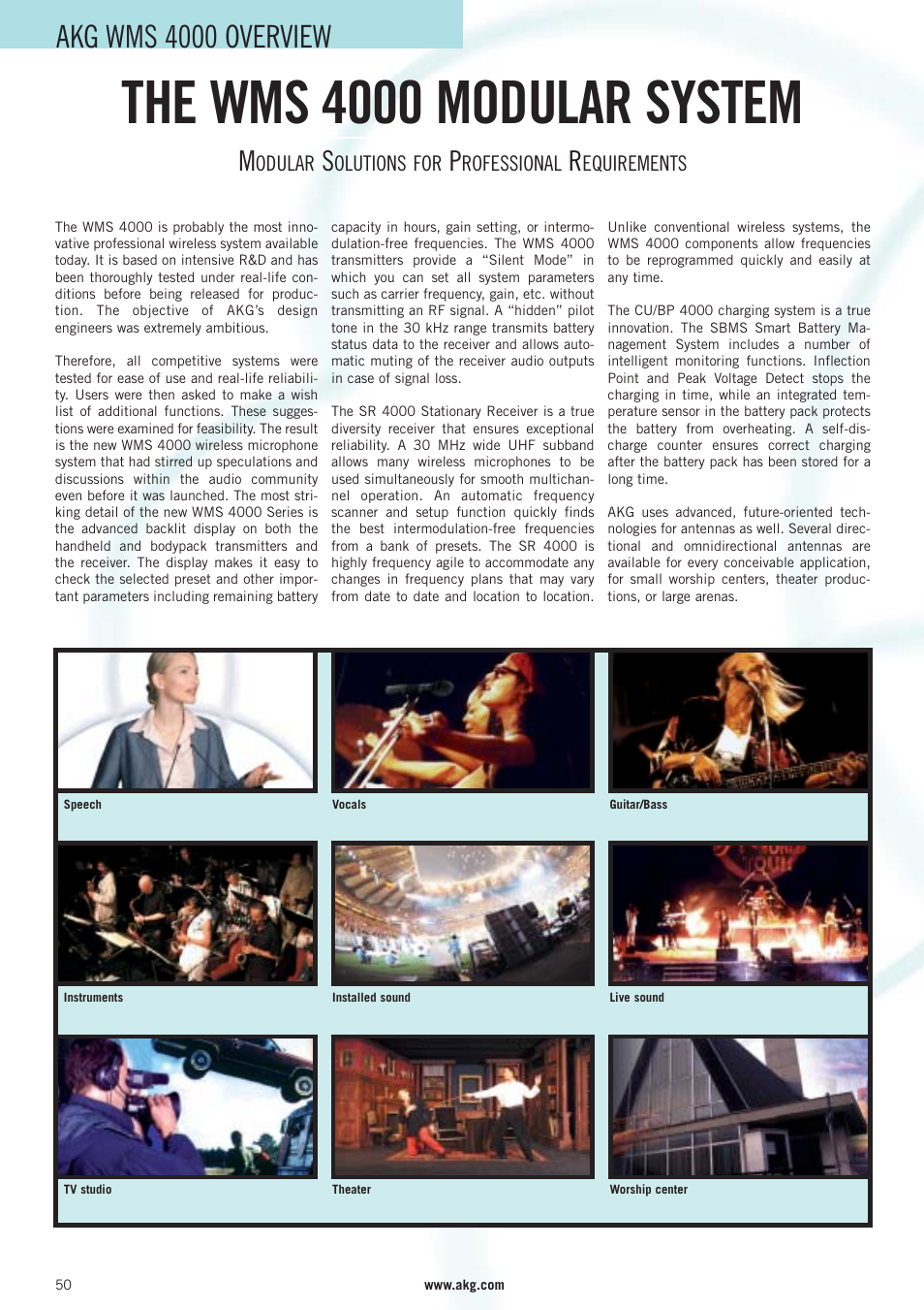 The wms 4000 modular system, Akg wms 4000 overview | AKG Acoustics WMS 40 User Manual | Page 52 / 100