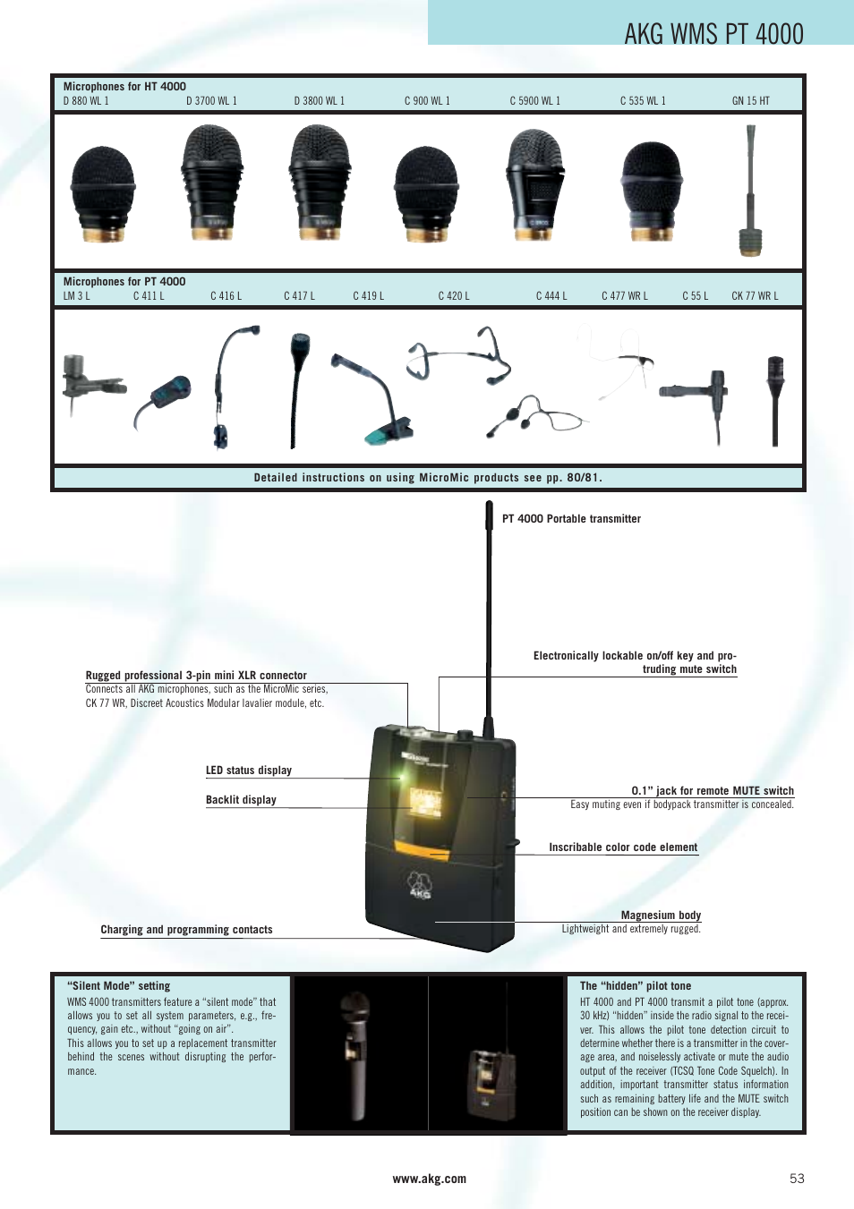 Akg wms pt 4000 | AKG Acoustics WMS 40 User Manual | Page 55 / 100