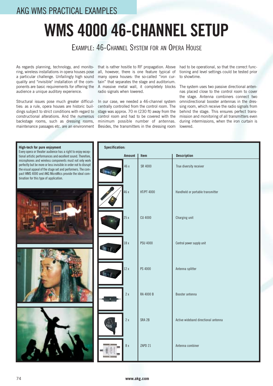 Akg wms practical examples, Xample, Hannel | Ystem for an, Pera, Ouse | AKG Acoustics WMS 40 User Manual | Page 76 / 100