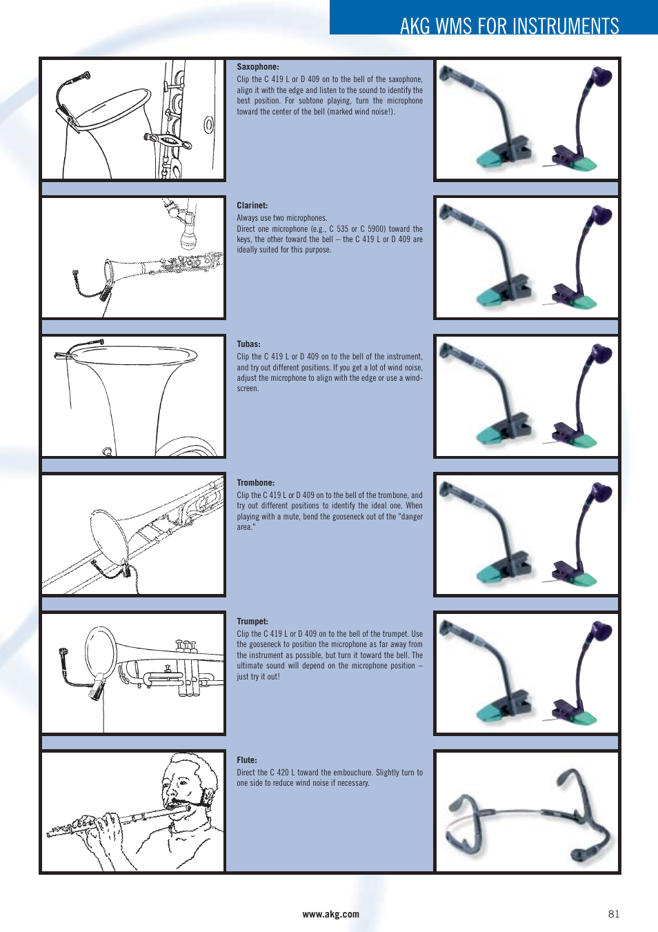 Akg wms for instruments | AKG Acoustics WMS 40 User Manual | Page 83 / 100