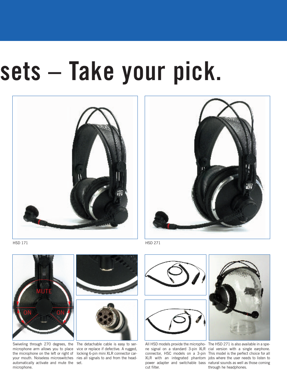 Dsets – take your pick | AKG Acoustics HSD Series User Manual | Page 3 / 4