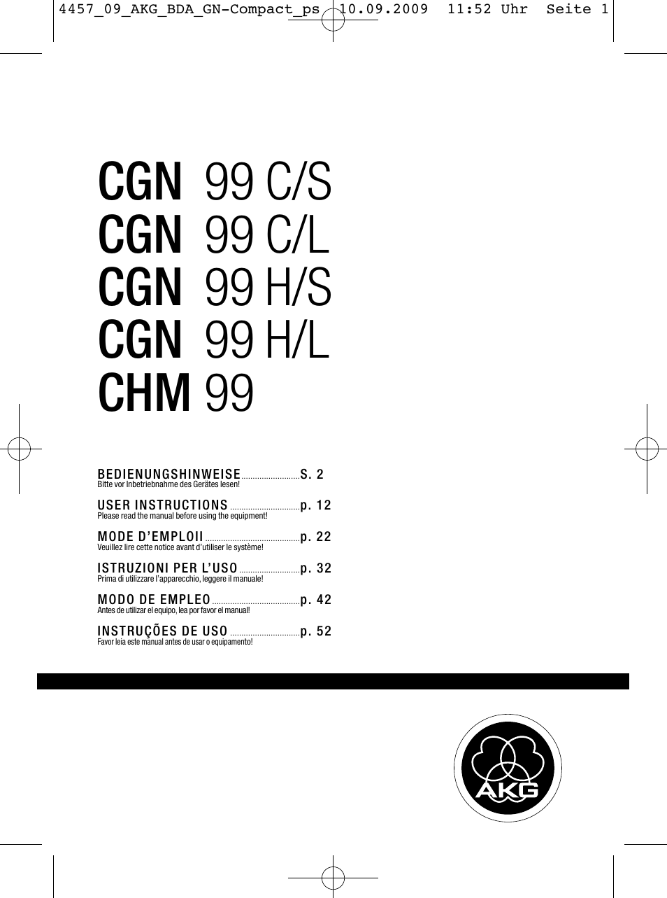 AKG Acoustics CGN 99 H/L User Manual | 64 pages