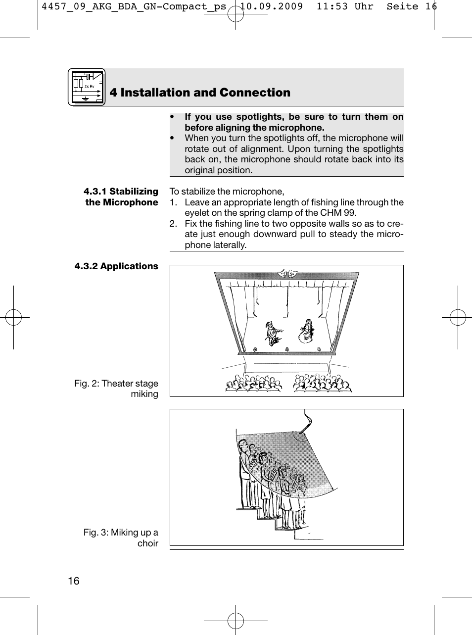 4 installation and connection | AKG Acoustics CGN 99 H/L User Manual | Page 16 / 64