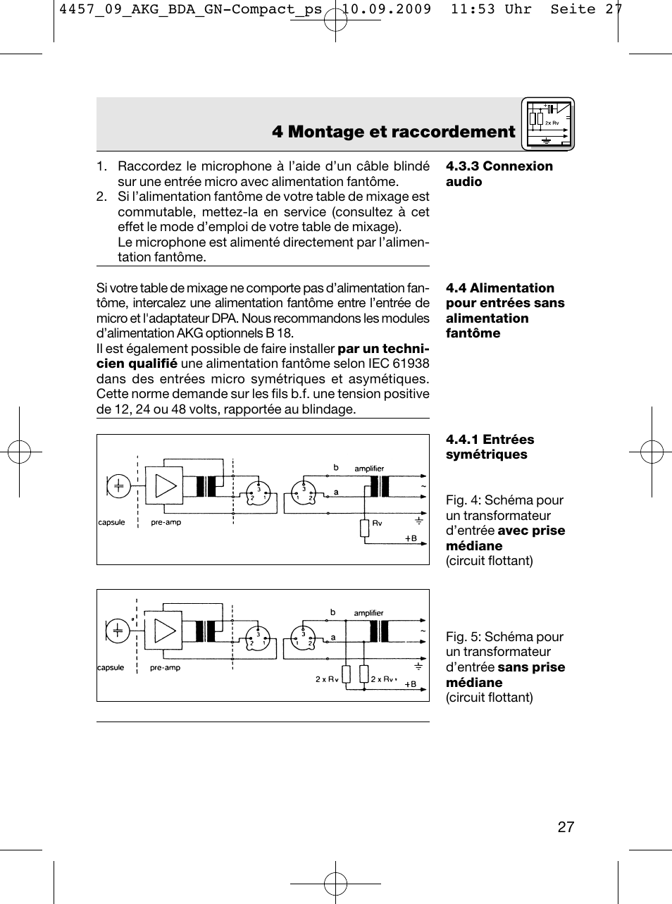 4 montage et raccordement | AKG Acoustics CGN 99 H/L User Manual | Page 27 / 64