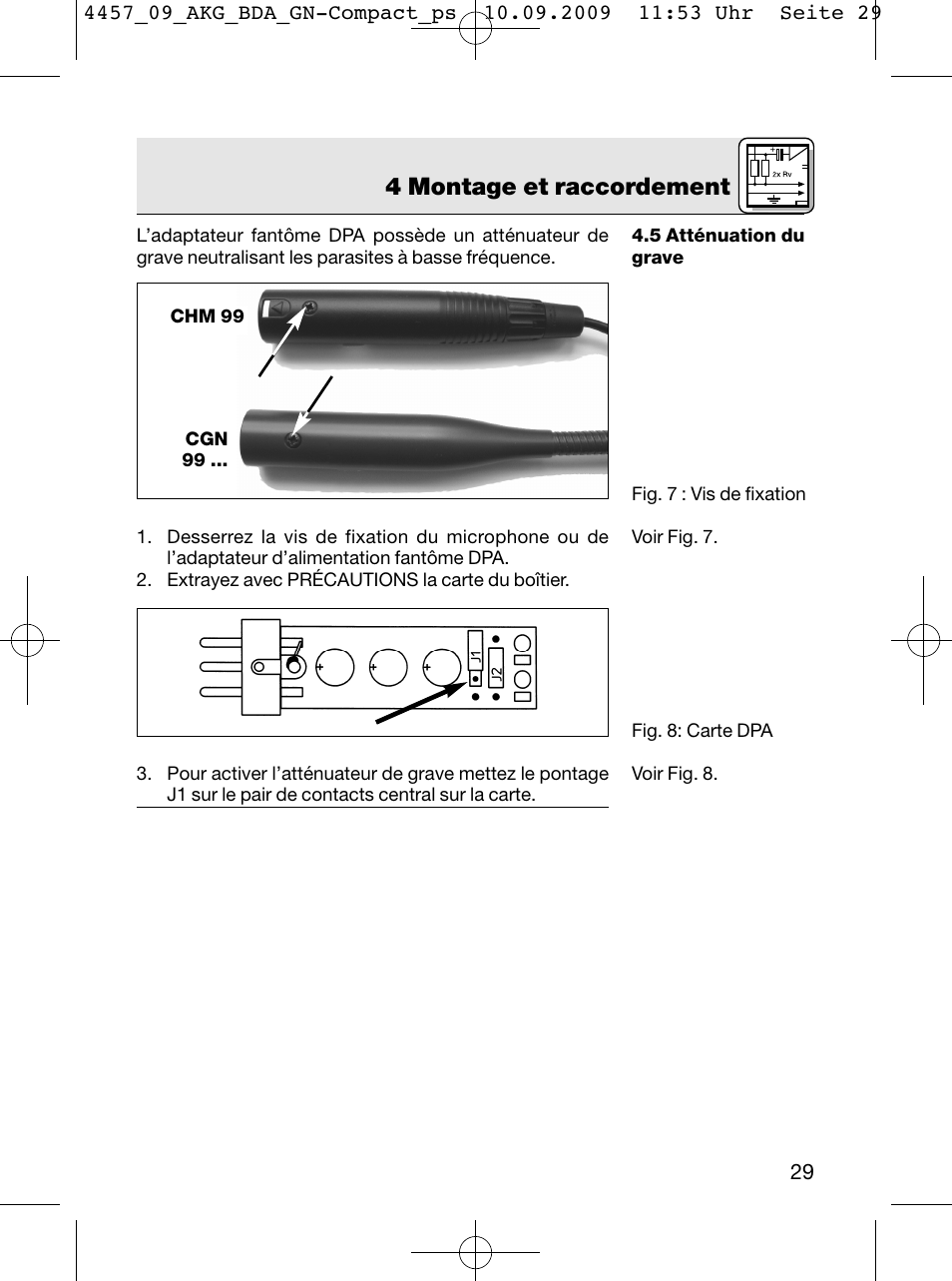 4 montage et raccordement | AKG Acoustics CGN 99 H/L User Manual | Page 29 / 64