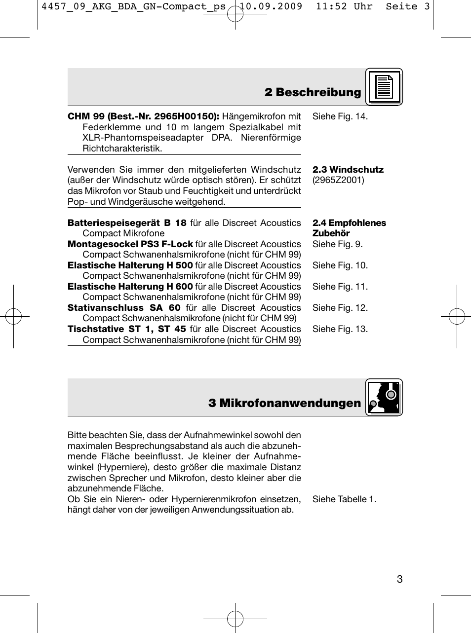 2 beschreibung, 3 mikrofonanwendungen | AKG Acoustics CGN 99 H/L User Manual | Page 3 / 64