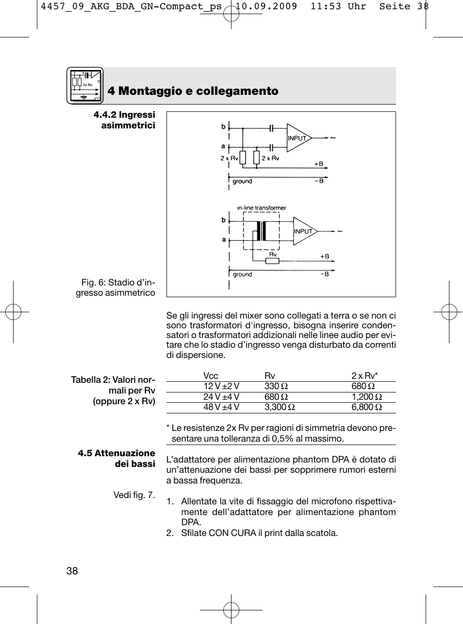 4 montaggio e collegamento | AKG Acoustics CGN 99 H/L User Manual | Page 38 / 64