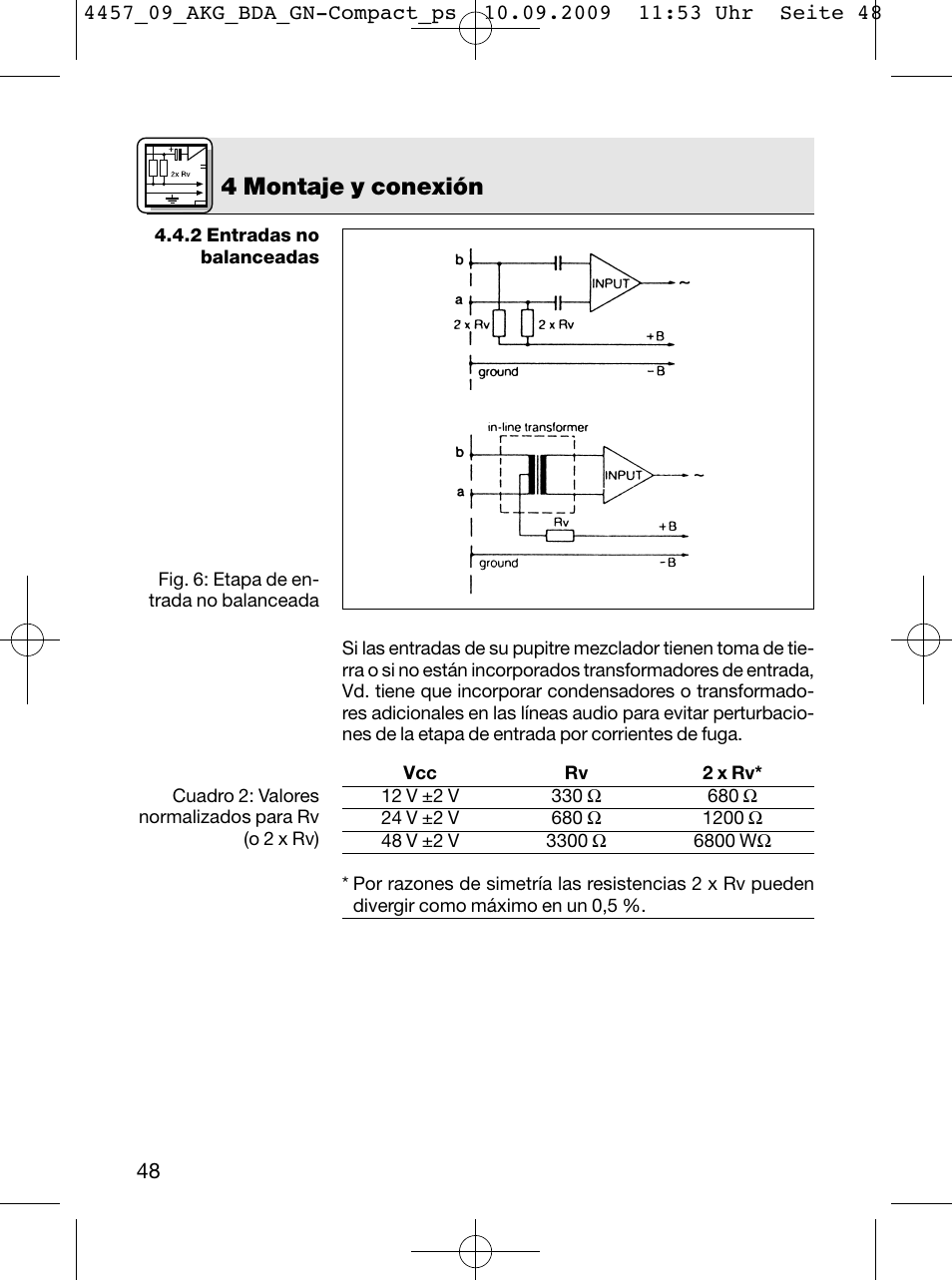 4 montaje y conexión | AKG Acoustics CGN 99 H/L User Manual | Page 48 / 64