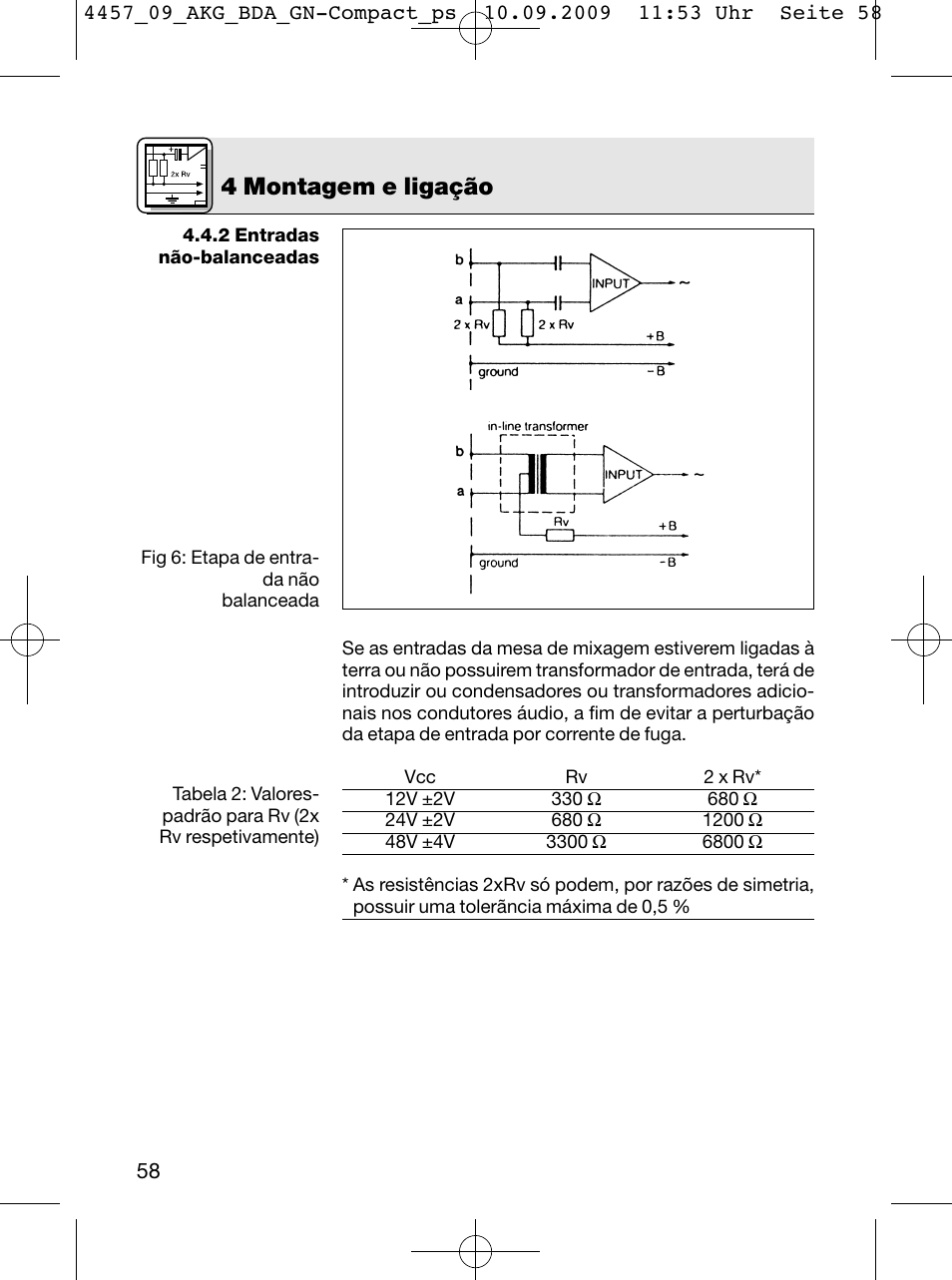 4 montagem e ligação | AKG Acoustics CGN 99 H/L User Manual | Page 58 / 64