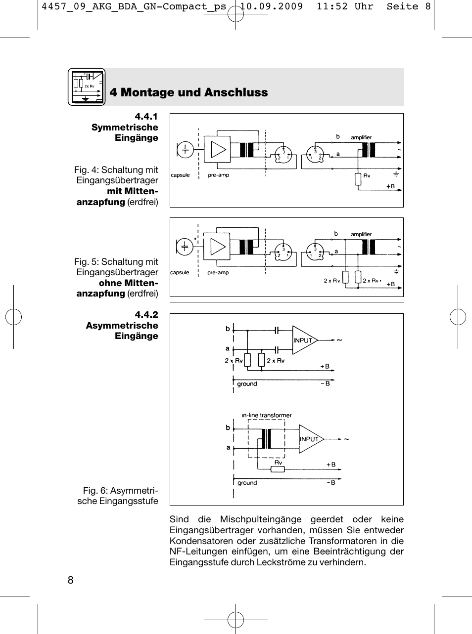 4 montage und anschluss | AKG Acoustics CGN 99 H/L User Manual | Page 8 / 64