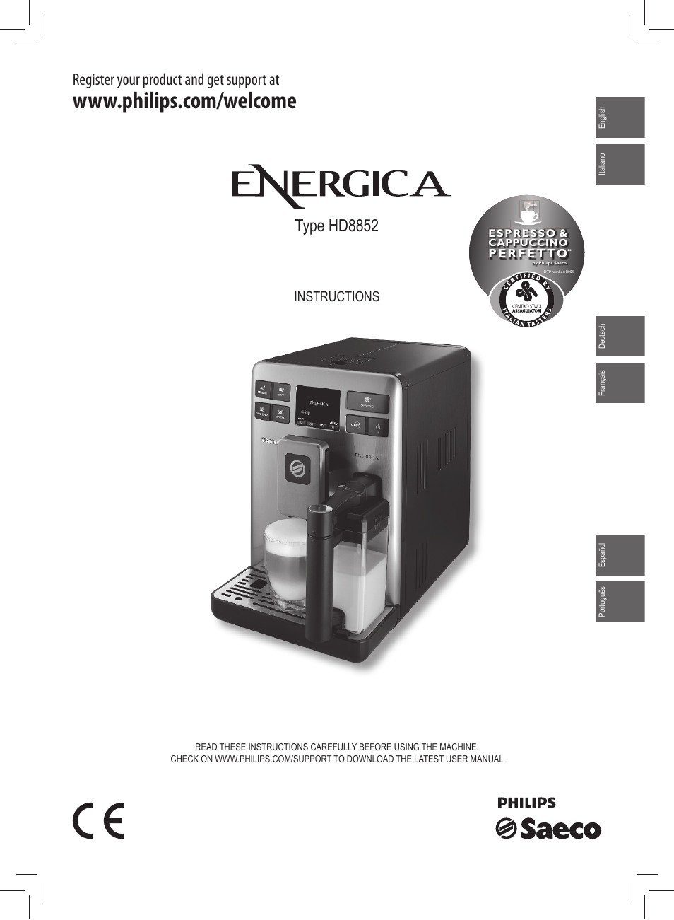 Philips Saeco Energica Machine espresso Super Automatique User Manual | 68 pages