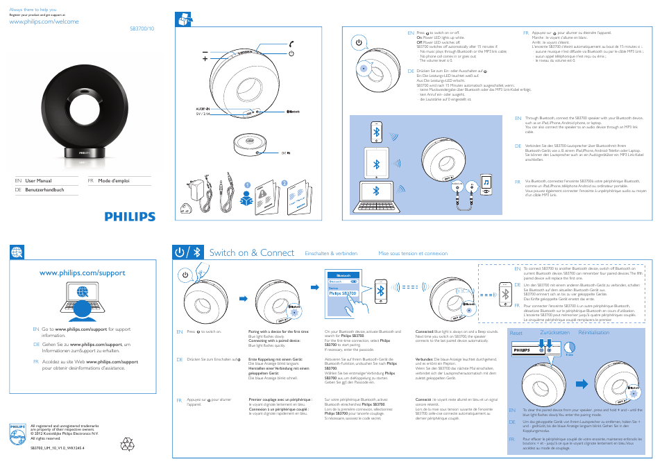 Philips Enceinte sans fil SoundRing User Manual | 2 pages